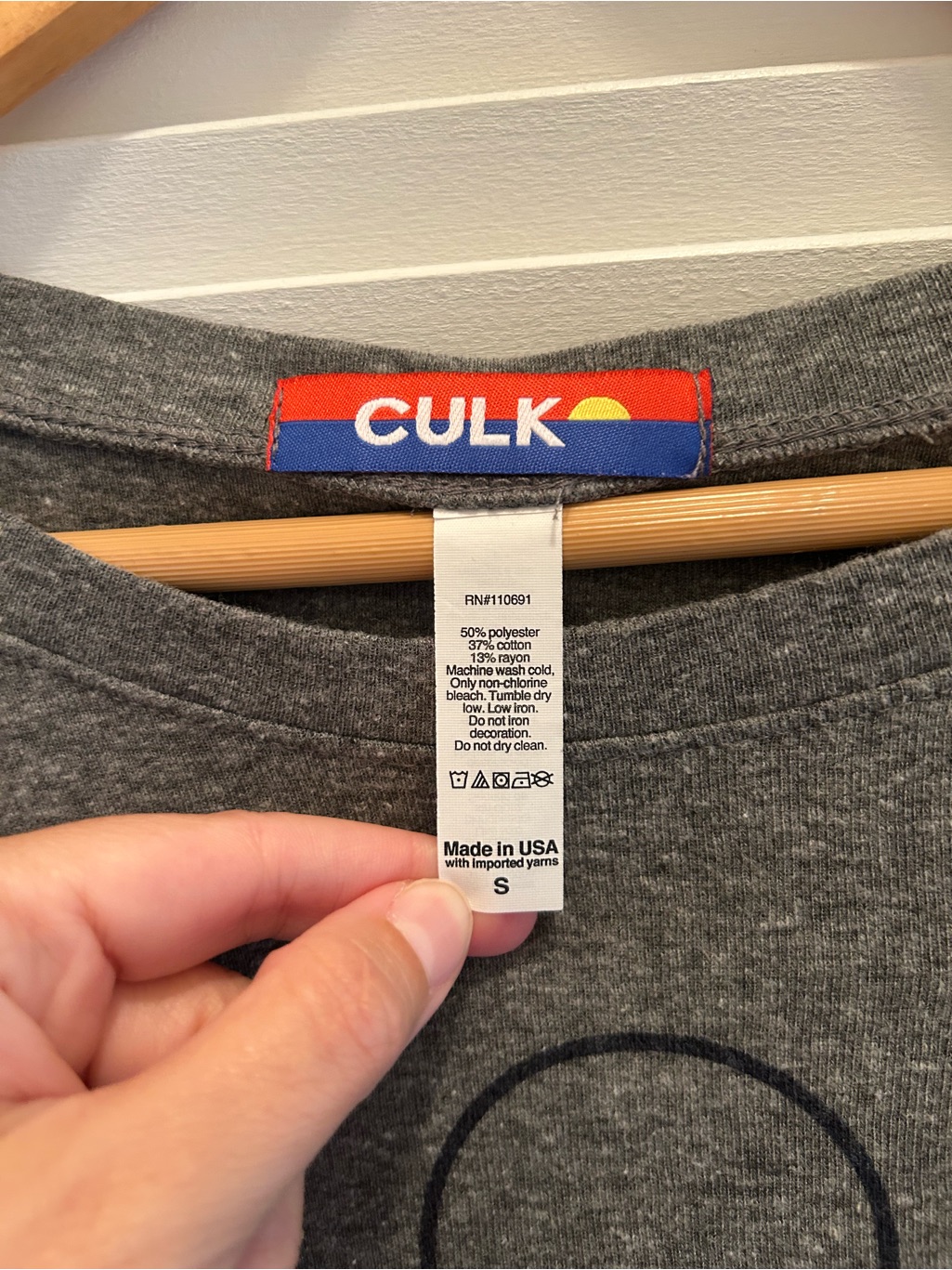Culk Women's Heather Gray Graphic Boatneck Sweatshirt | Size Small - Made In Usa — image 6 of 8